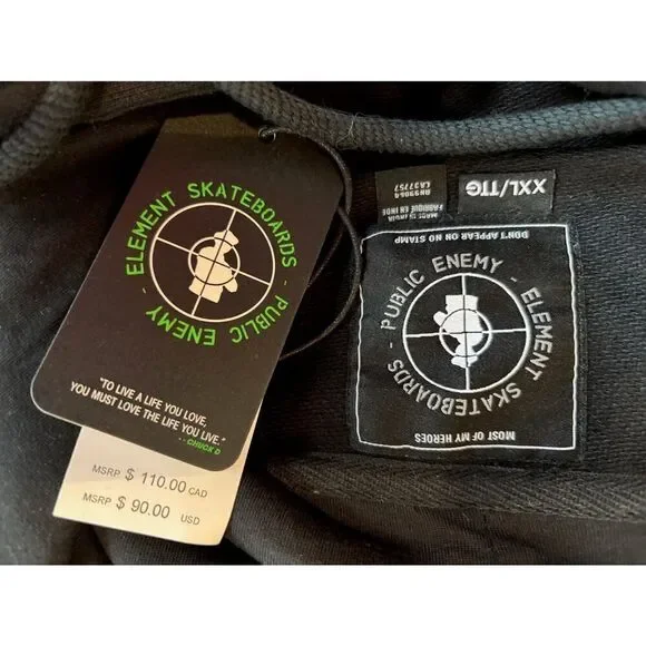 NWT Element Skateboards Public Enemy Hoodie Organic Cotton "Fight the Power" XXL - Picture 6 of 6